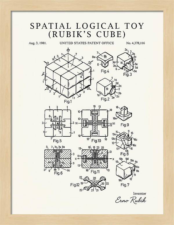Spatial Logical Toy Rubik's Cube Minimalist Patent Us4378116a