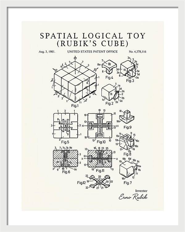 Spatial Logical Toy Rubik's Cube Minimalist Patent Us4378116a