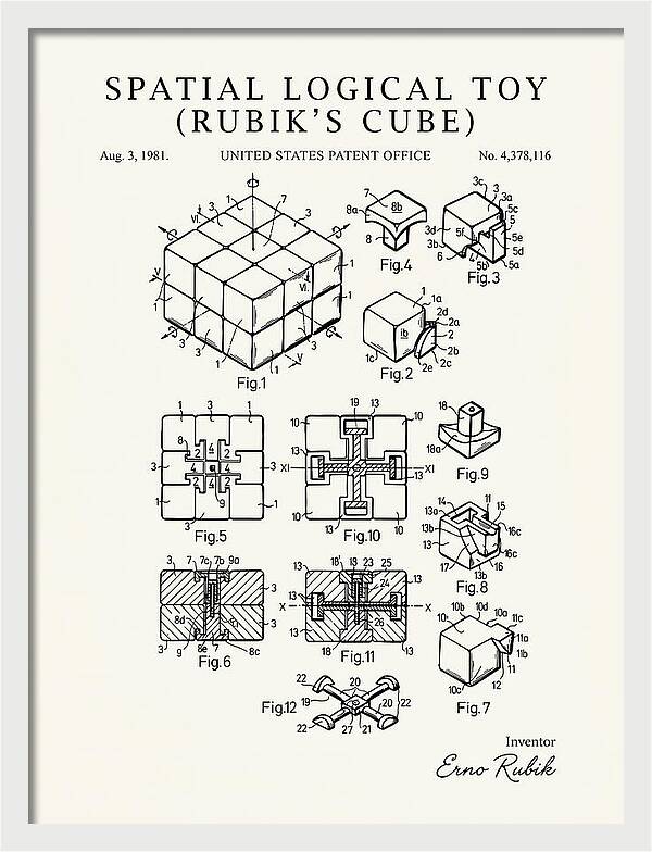Spatial Logical Toy Rubik's Cube Minimalist Patent Us4378116a