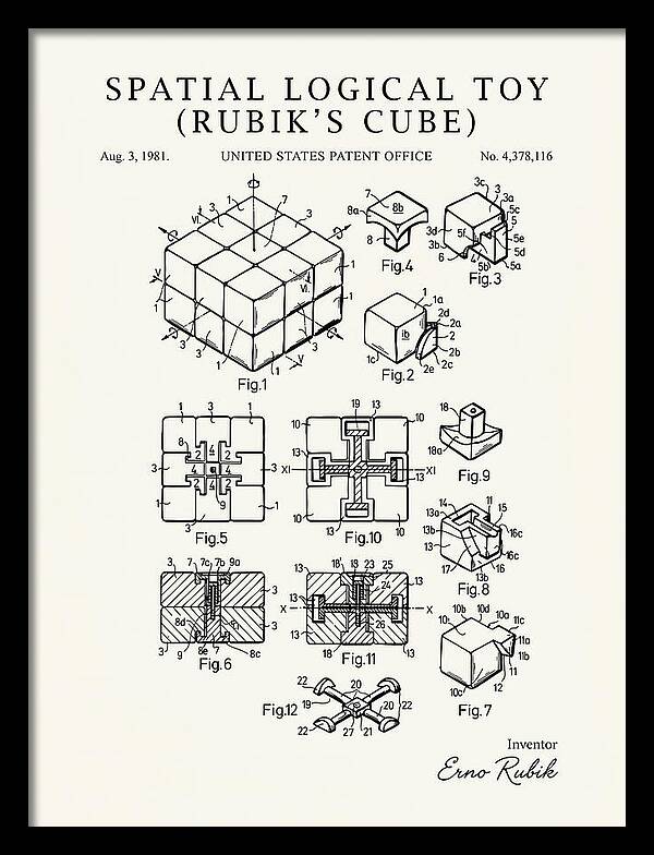 Spatial Logical Toy Rubik's Cube Minimalist Patent Us4378116a
