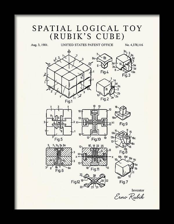 Spatial Logical Toy Rubik's Cube Minimalist Patent Us4378116a