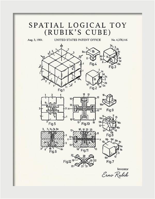 Spatial Logical Toy Rubik's Cube Minimalist Patent Us4378116a