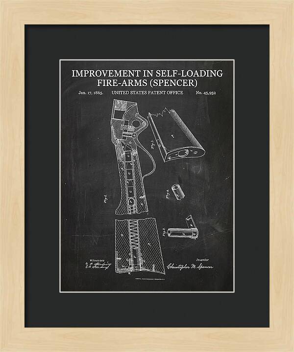 Spencer Rifle Chalkboard Patent Us45952