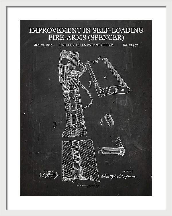 Spencer Rifle Chalkboard Patent Us45952