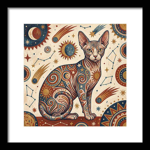 Sphynx Cat In Cosmic Patterns