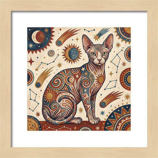 Sphynx Cat In Cosmic Patterns