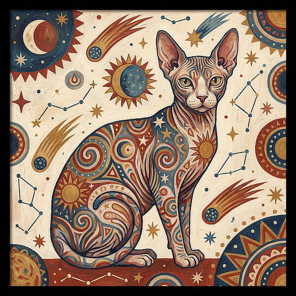 Sphynx Cat In Cosmic Patterns