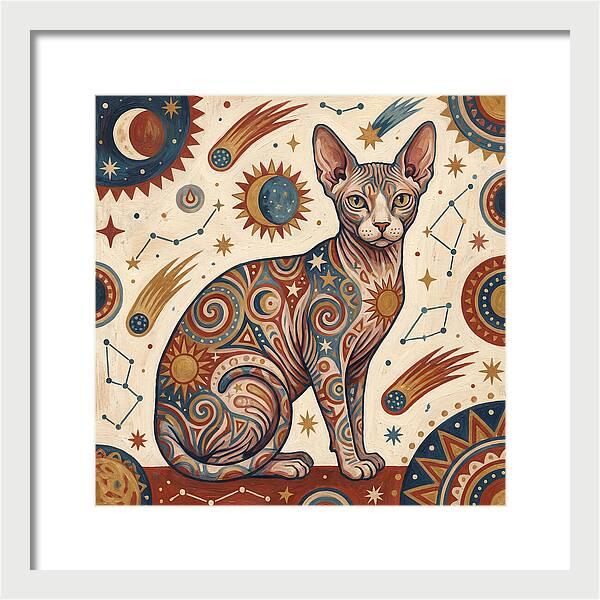 Sphynx Cat In Cosmic Patterns