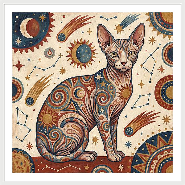 Sphynx Cat In Cosmic Patterns