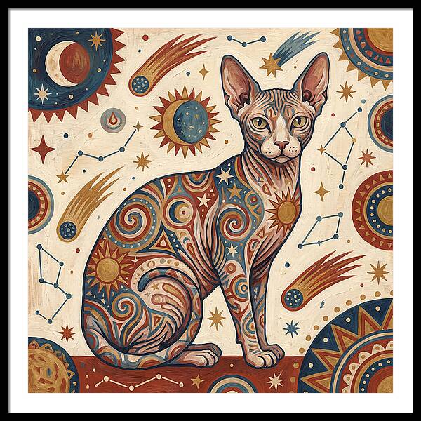 Sphynx Cat In Cosmic Patterns