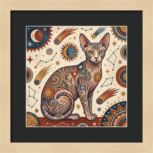 Sphynx Cat In Cosmic Patterns