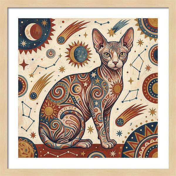 Sphynx Cat In Cosmic Patterns