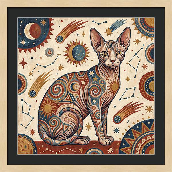 Sphynx Cat In Cosmic Patterns