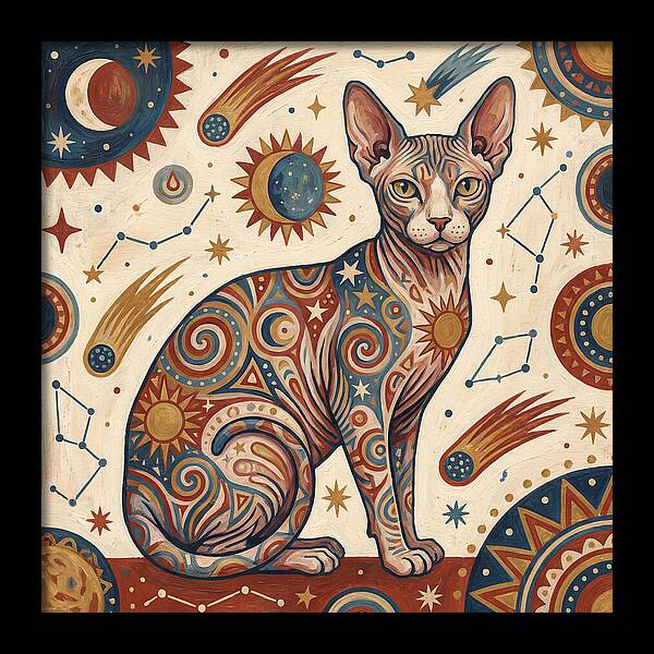 Sphynx Cat In Cosmic Patterns