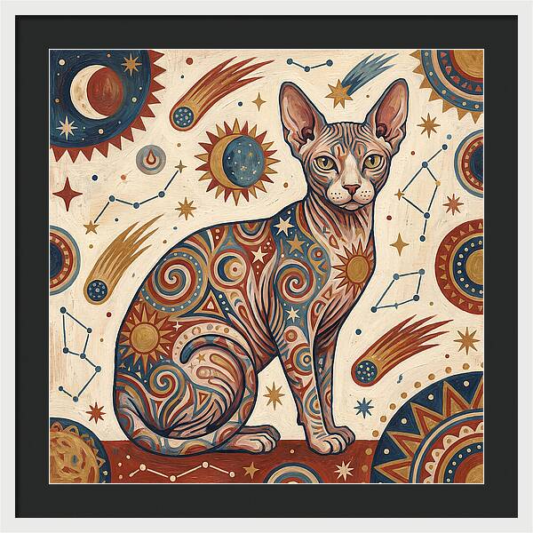 Sphynx Cat In Cosmic Patterns