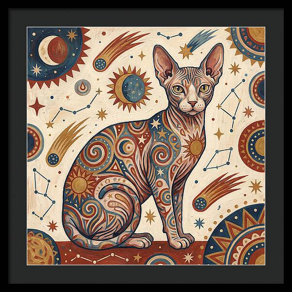 Sphynx Cat In Cosmic Patterns