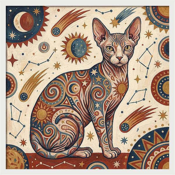 Sphynx Cat In Cosmic Patterns