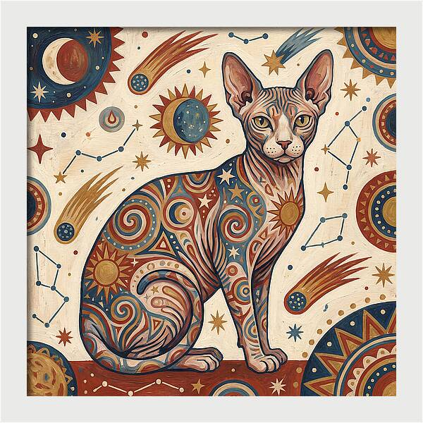 Sphynx Cat In Cosmic Patterns