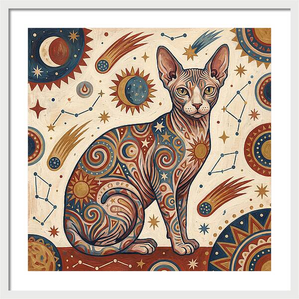 Sphynx Cat In Cosmic Patterns
