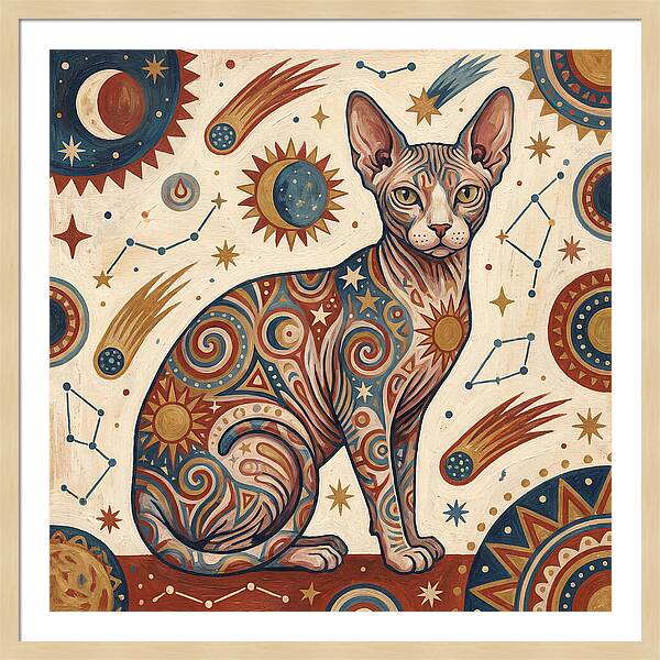 Sphynx Cat In Cosmic Patterns