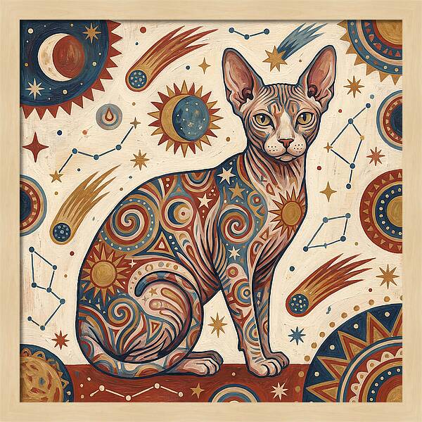Sphynx Cat In Cosmic Patterns