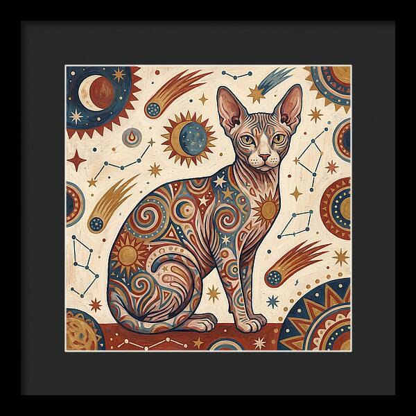 Sphynx Cat In Cosmic Patterns