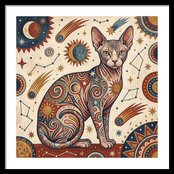 Sphynx Cat In Cosmic Patterns