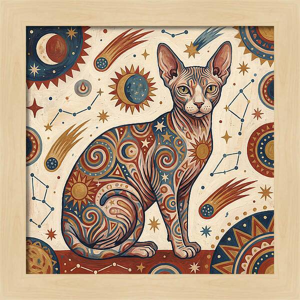 Sphynx Cat In Cosmic Patterns