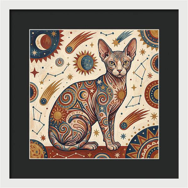 Sphynx Cat In Cosmic Patterns