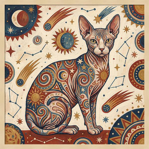 Sphynx Cat In Cosmic Patterns