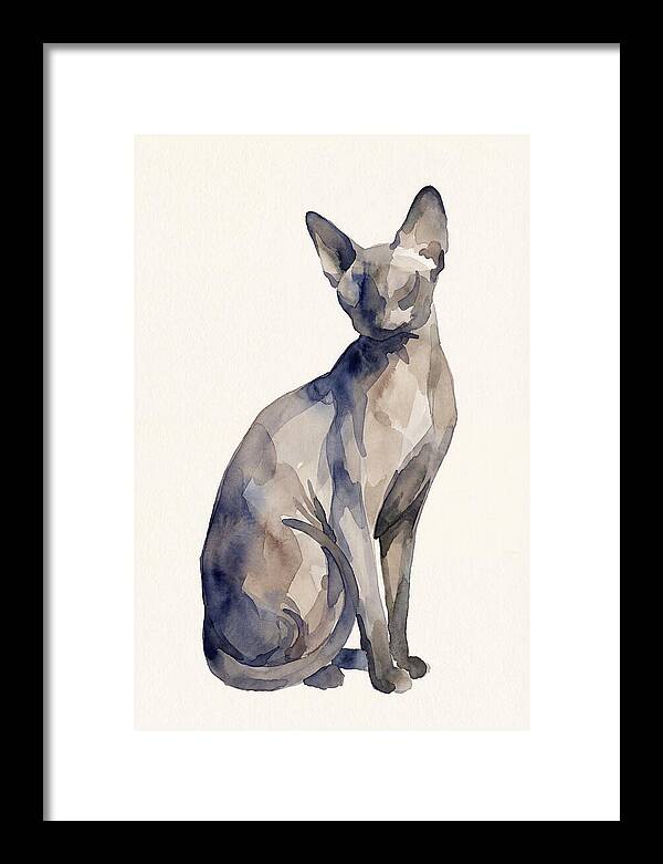 Sphynx Cat Watercolor Portrait