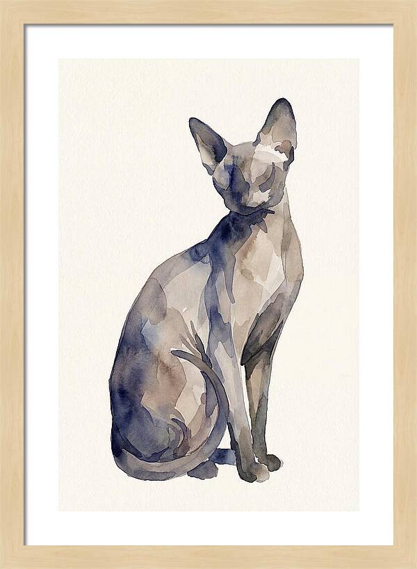 Sphynx Cat Watercolor Portrait