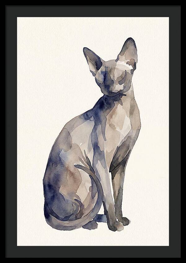 Sphynx Cat Watercolor Portrait