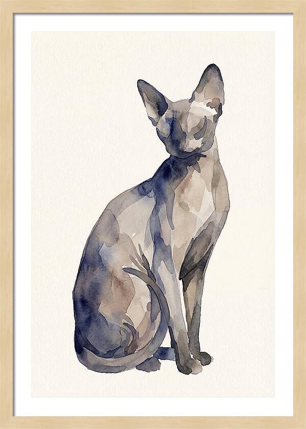 Sphynx Cat Watercolor Portrait