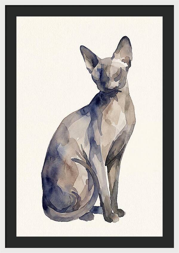 Sphynx Cat Watercolor Portrait