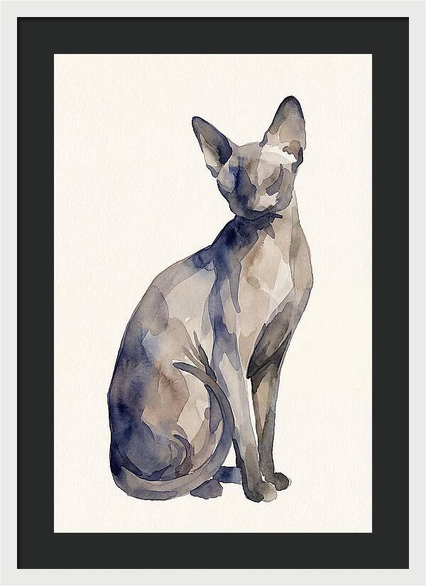 Sphynx Cat Watercolor Portrait