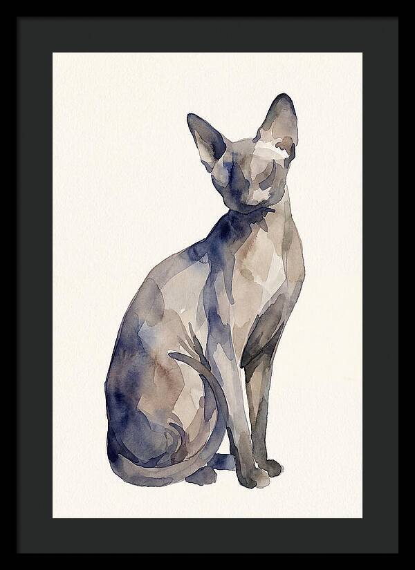 Sphynx Cat Watercolor Portrait