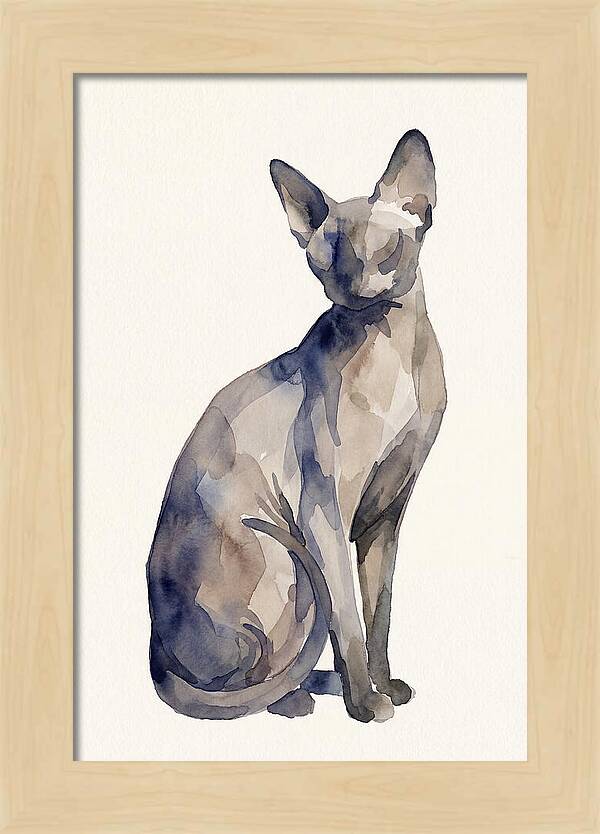 Sphynx Cat Watercolor Portrait