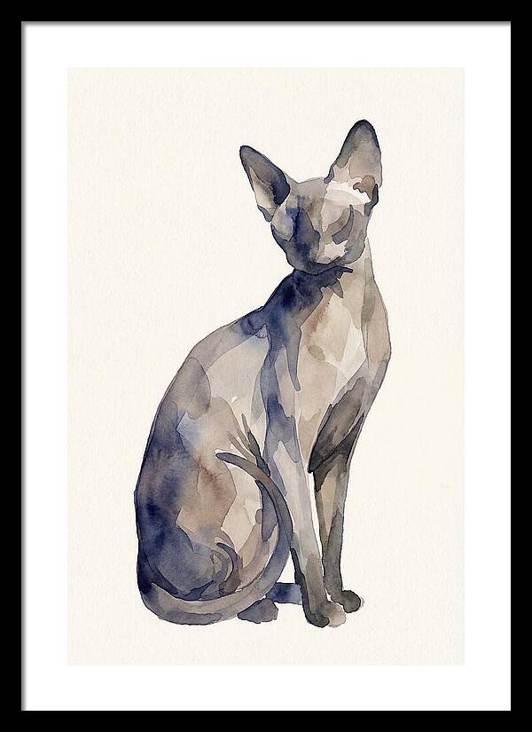 Sphynx Cat Watercolor Portrait