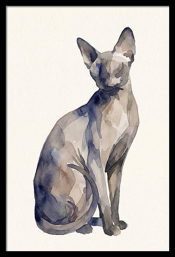 Sphynx Cat Watercolor Portrait
