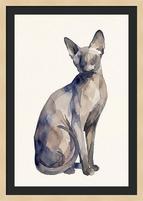 Sphynx Cat Watercolor Portrait