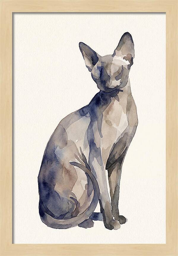 Sphynx Cat Watercolor Portrait
