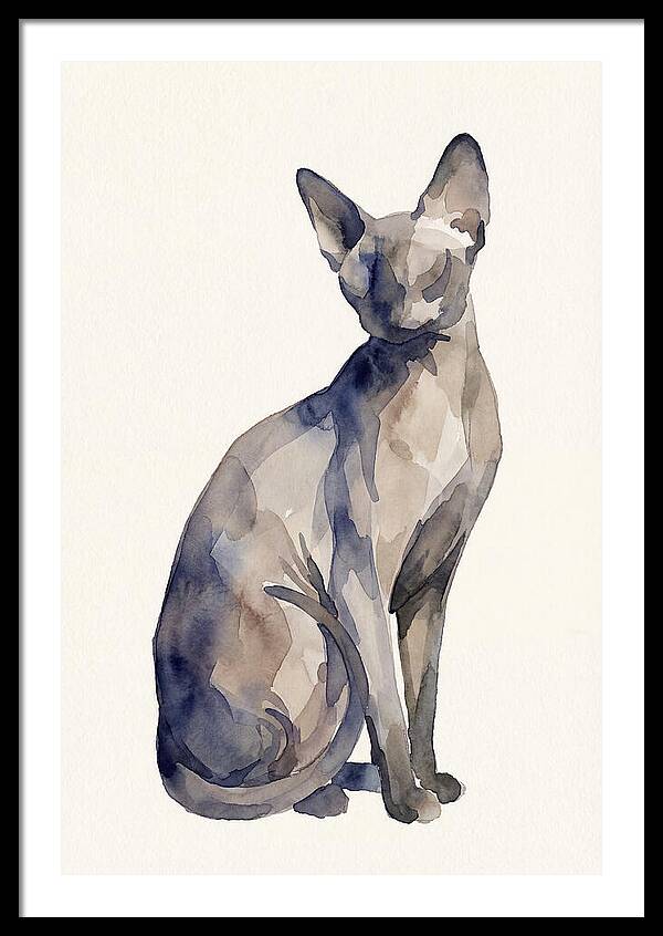 Sphynx Cat Watercolor Portrait