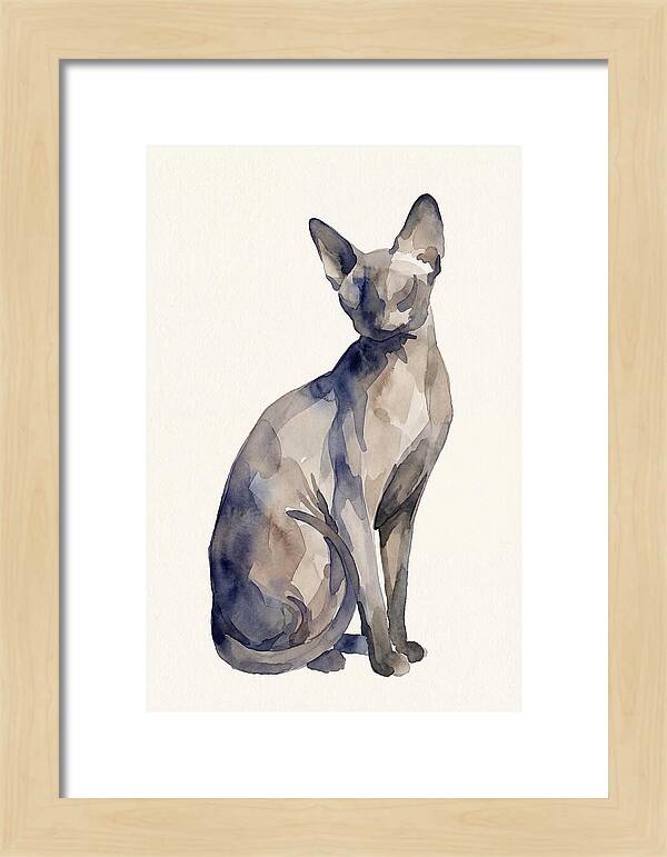 Sphynx Cat Watercolor Portrait