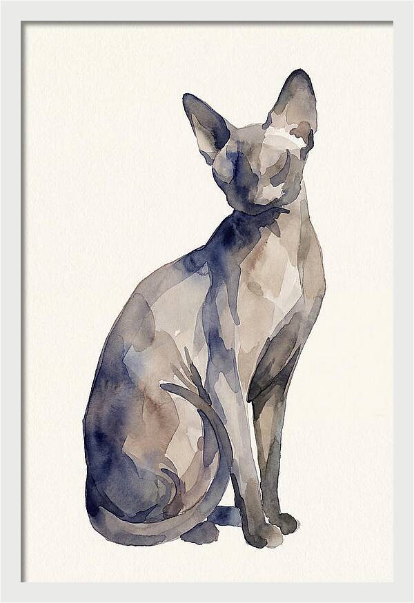 Sphynx Cat Watercolor Portrait
