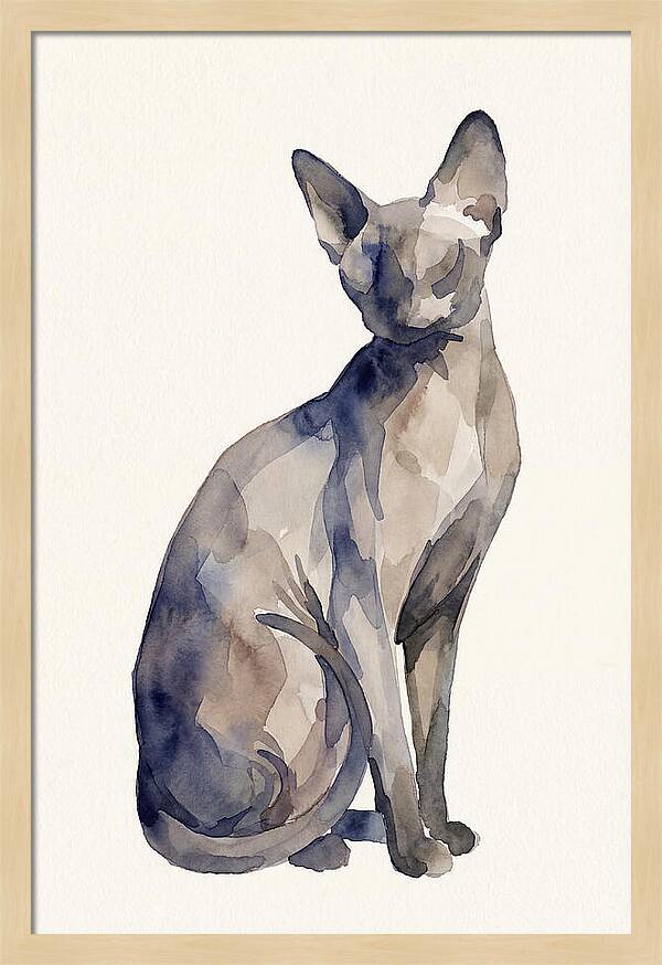 Sphynx Cat Watercolor Portrait