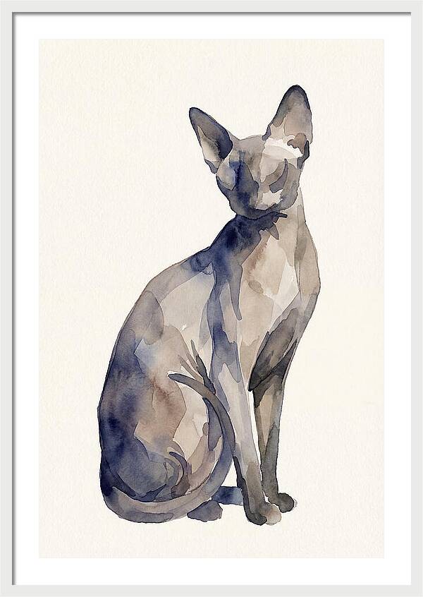 Sphynx Cat Watercolor Portrait