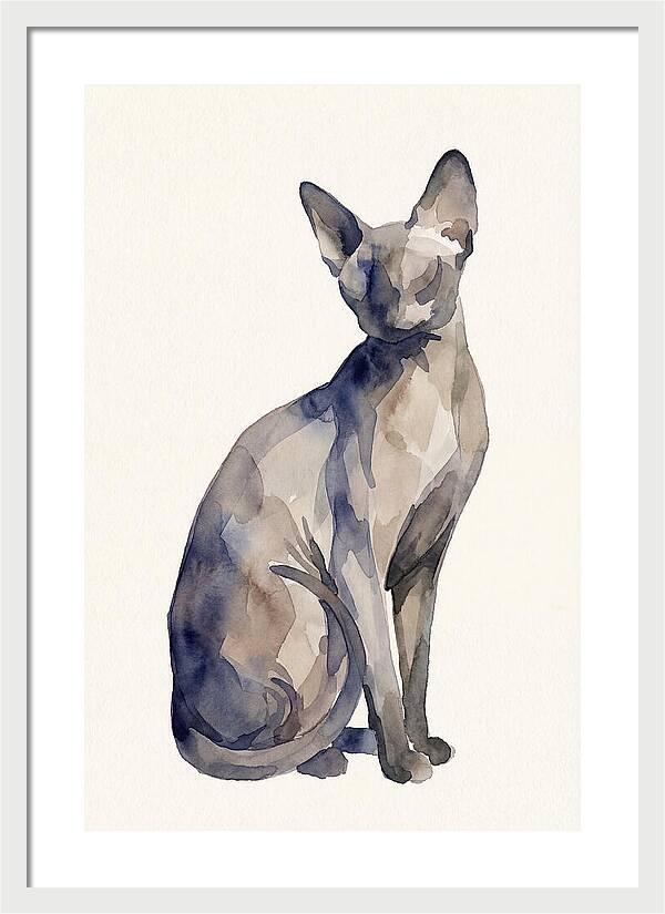 Sphynx Cat Watercolor Portrait