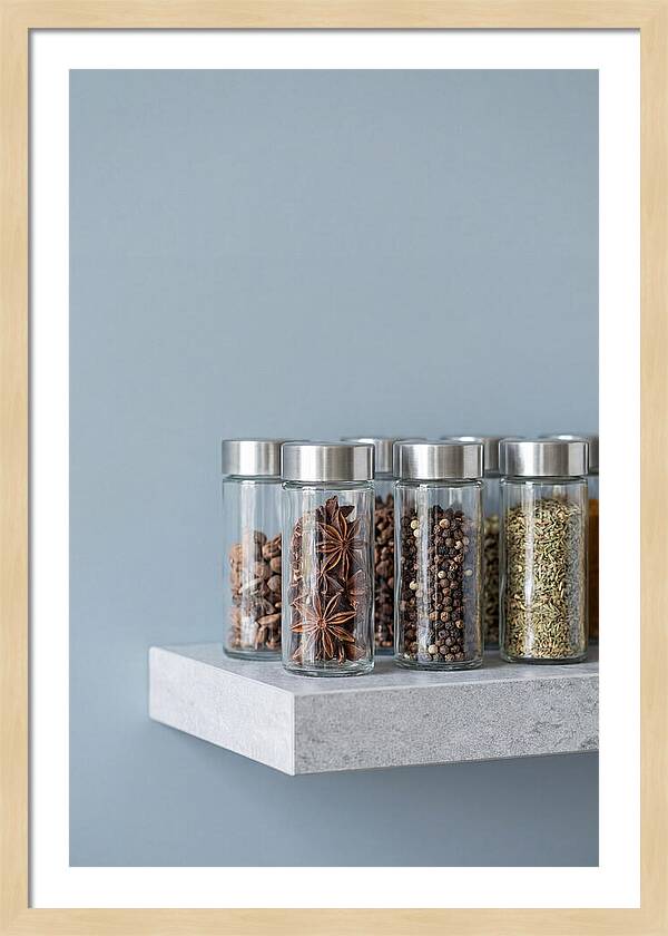 Spice Bottles On Shelf
