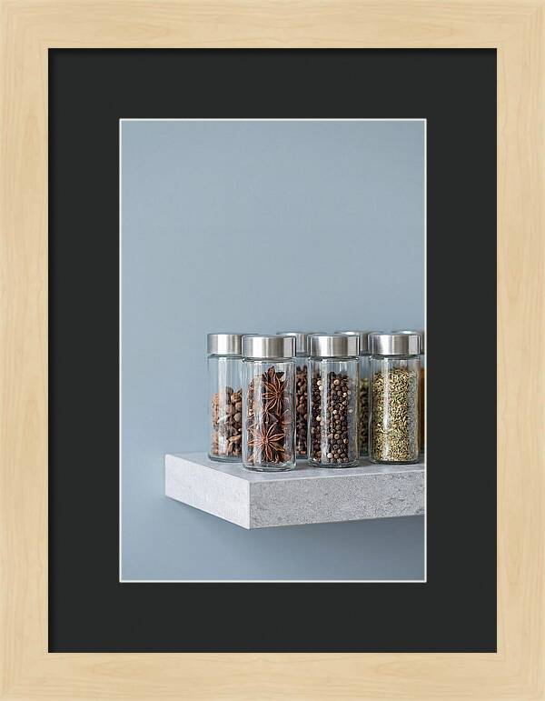 Spice Bottles On Shelf